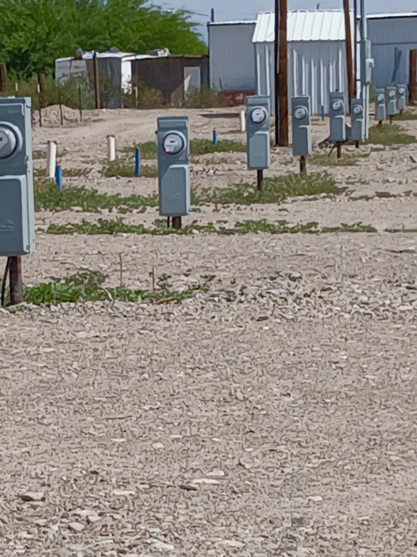 Row of metered electrical pedestals at the RV sites