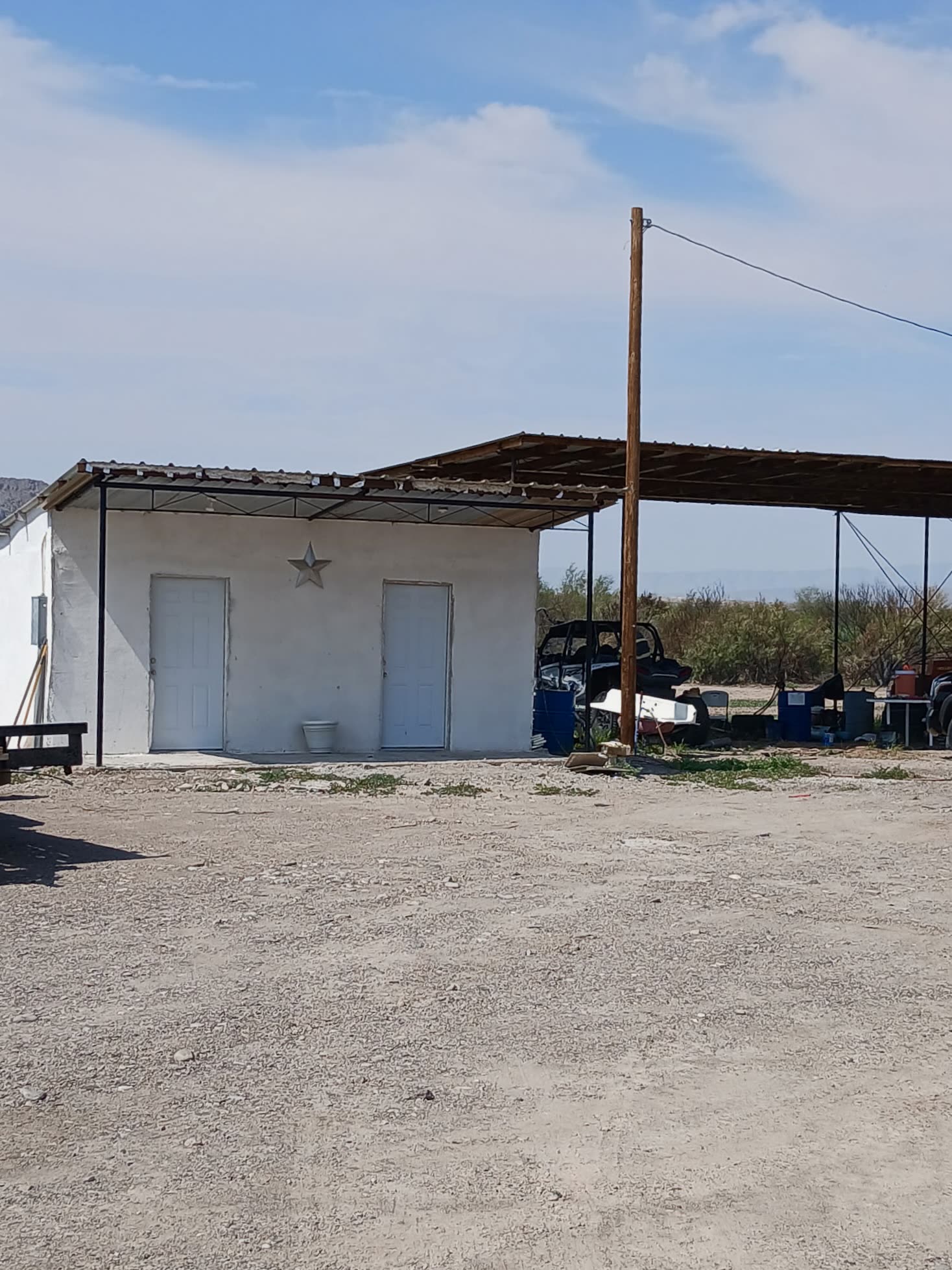 Covered carport and building at the park